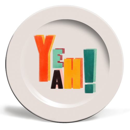 YEAH! COLORFUL TYPE - ceramic dinner plate by Ania Wieclaw