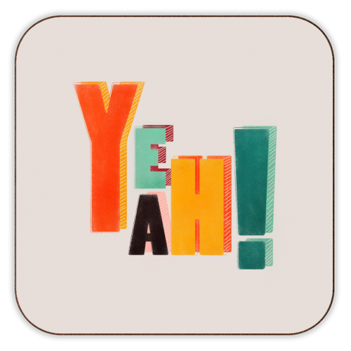 YEAH! COLORFUL TYPE - personalised beer coaster by Ania Wieclaw