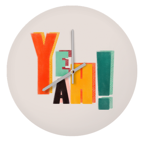 YEAH! COLORFUL TYPE - quirky wall clock by Ania Wieclaw