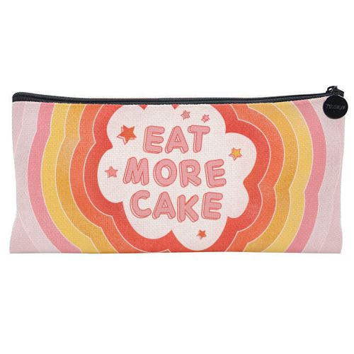 EAT MORE CAKE - flat pencil case by Ania Wieclaw