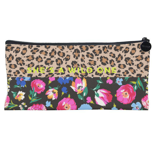 SHE'S A WILD ONE - flat pencil case by PEARL & CLOVER