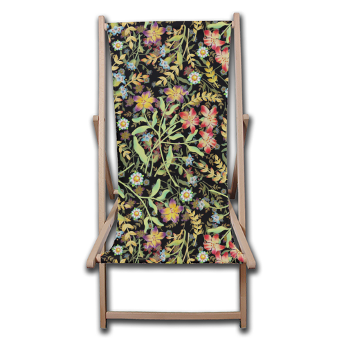 Midnight Meadows - canvas deck chair by Patricia Shea