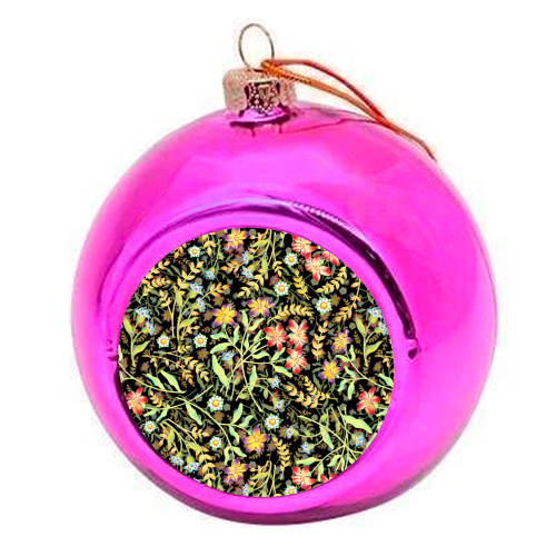 Midnight Meadows - colourful christmas bauble by Patricia Shea