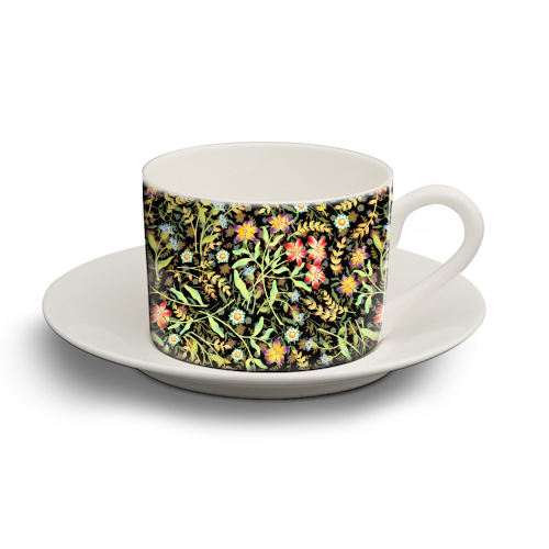 Midnight Meadows - personalised cup and saucer by Patricia Shea