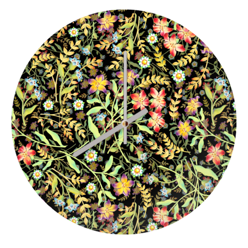 Midnight Meadows - quirky wall clock by Patricia Shea