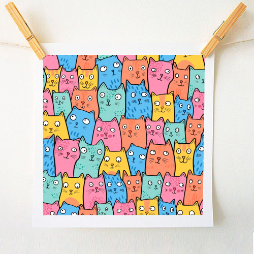 Cat Crowd - A1 - A4 art print by Drawn to Cats