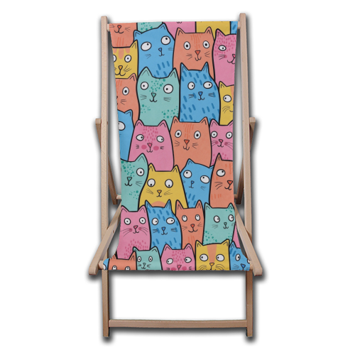 Cat Crowd - canvas deck chair by Drawn to Cats