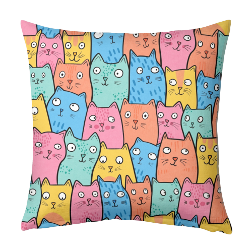 Cat Crowd - designed cushion by Drawn to Cats
