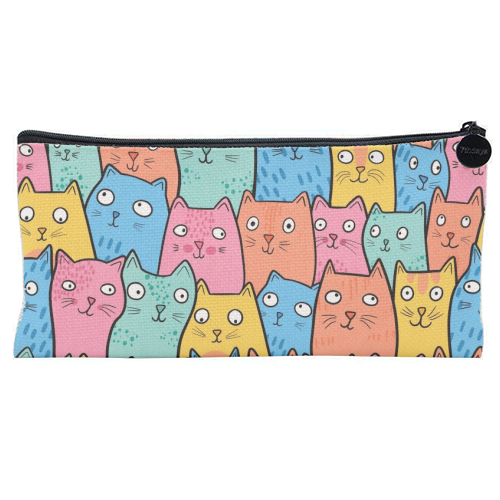 Cat Crowd - flat pencil case by Drawn to Cats