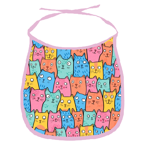 Cat Crowd - funny baby bib by Drawn to Cats