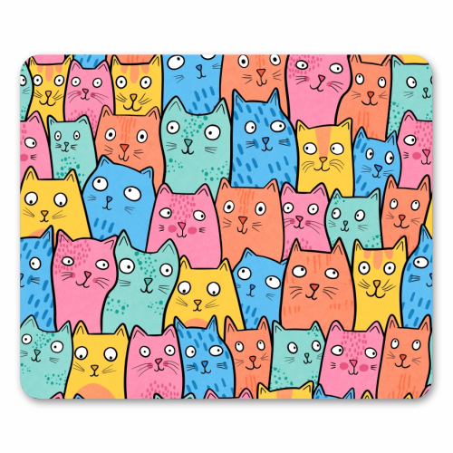 Cat Crowd - funny mouse mat by Drawn to Cats