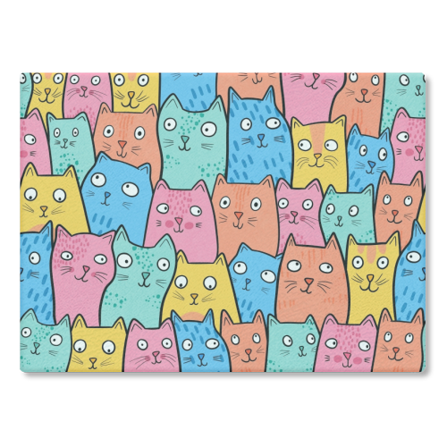 Cat Crowd - glass chopping board by Drawn to Cats