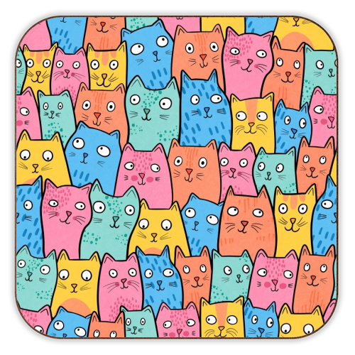 Cat Crowd - personalised beer coaster by Drawn to Cats