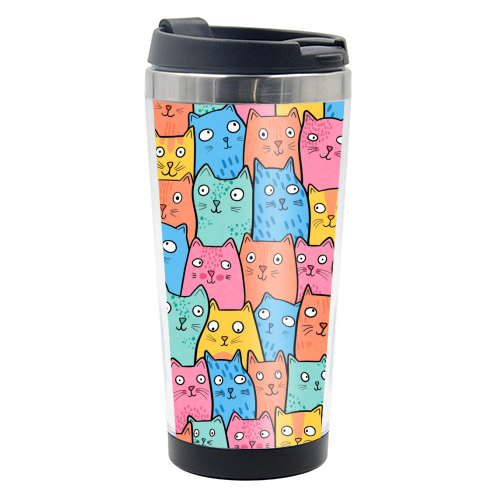 Cat Crowd - photo water bottle by Drawn to Cats