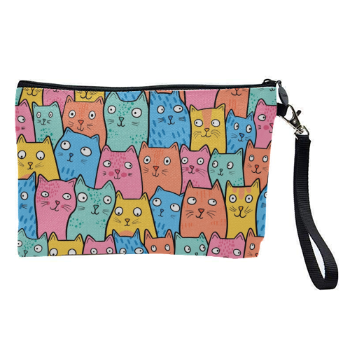 Cat Crowd - pretty makeup bag by Drawn to Cats