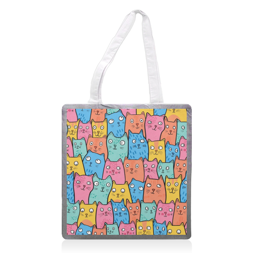 Cat Crowd - printed tote bag by Drawn to Cats