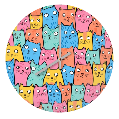 Cat Crowd - quirky wall clock by Drawn to Cats