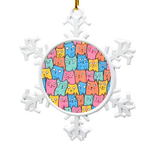 Cat Crowd - snowflake decoration by Drawn to Cats