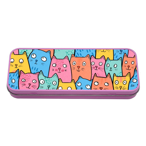 Cat Crowd - tin pencil case by Drawn to Cats