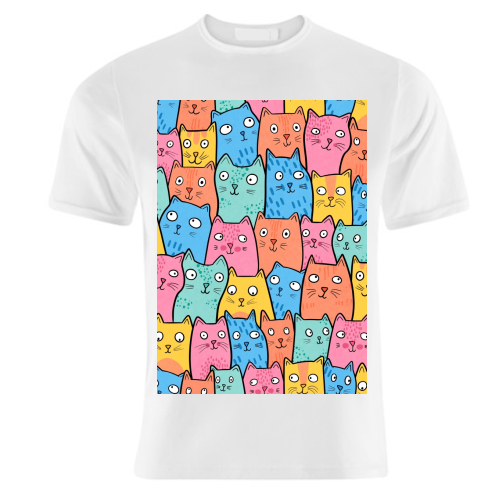Cat Crowd - unique t shirt by Drawn to Cats
