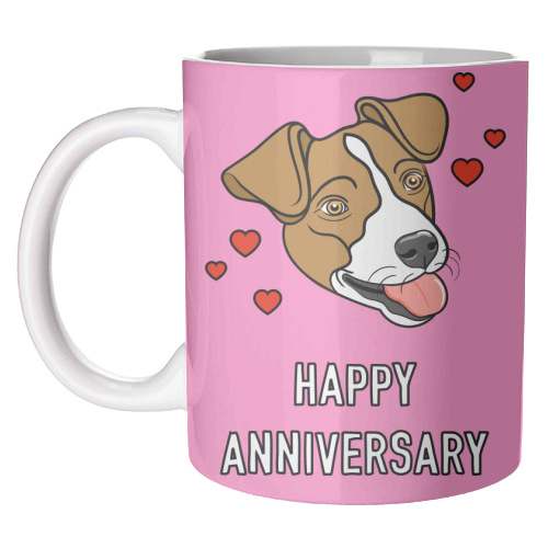 Cute Dog Anniversary Greeting - unique mug by Adam Regester