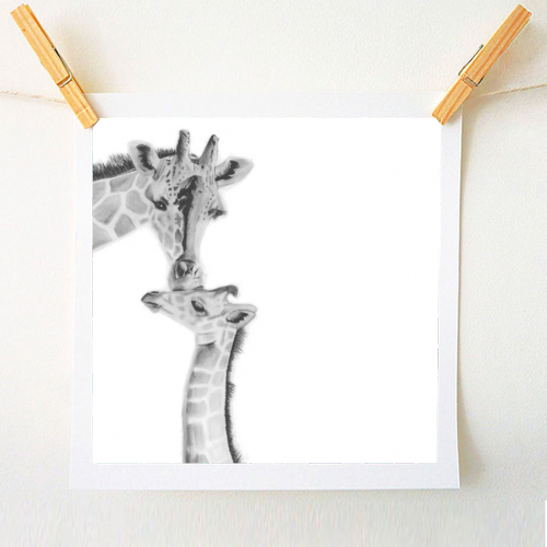 Mother and Baby Giraffe - A1 - A4 art print by LIBRA FINE ARTS