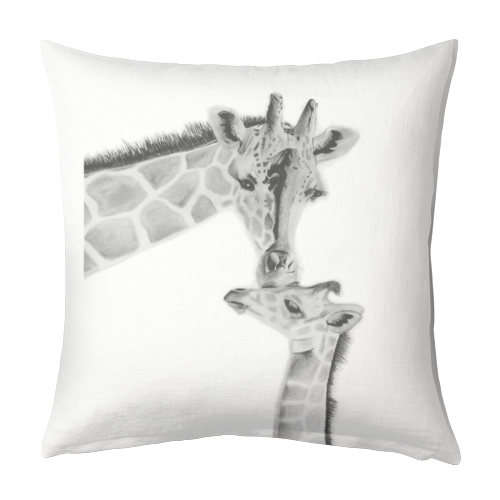 Mother and Baby Giraffe - designed cushion by LIBRA FINE ARTS
