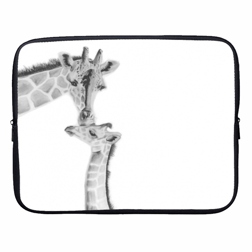 Mother and Baby Giraffe - designer laptop sleeve by LIBRA FINE ARTS