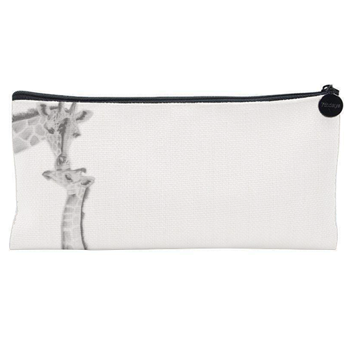 Mother and Baby Giraffe - flat pencil case by LIBRA FINE ARTS