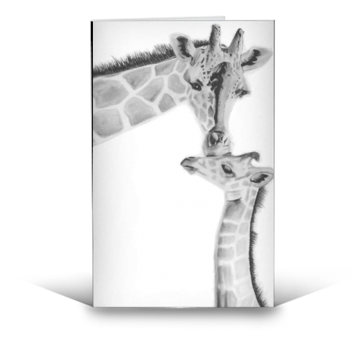 Mother and Baby Giraffe - funny greeting card by LIBRA FINE ARTS