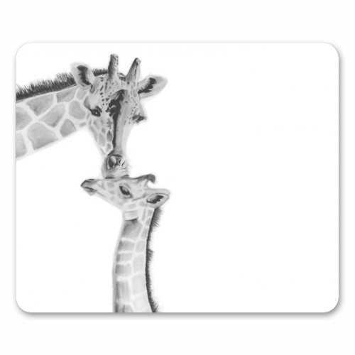 Mother and Baby Giraffe - funny mouse mat by LIBRA FINE ARTS