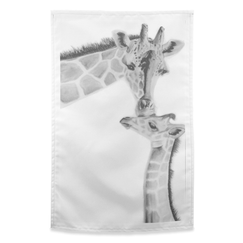 Mother and Baby Giraffe - funny tea towel by LIBRA FINE ARTS