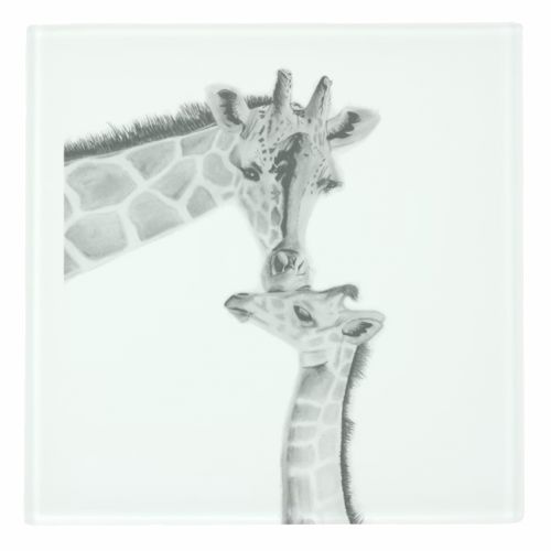 Mother and Baby Giraffe - personalised beer coaster by LIBRA FINE ARTS