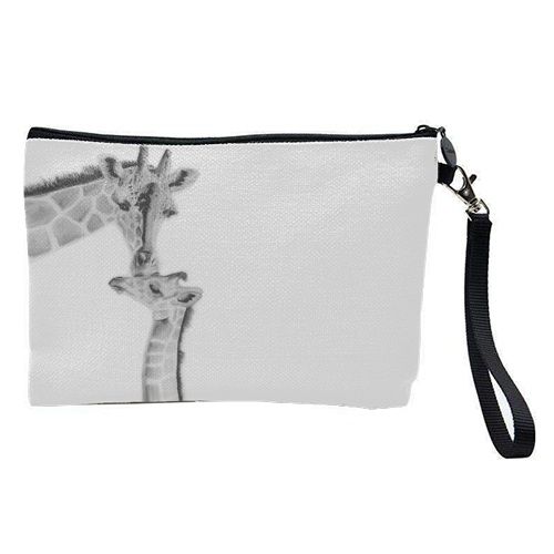 Mother and Baby Giraffe - pretty makeup bag by LIBRA FINE ARTS
