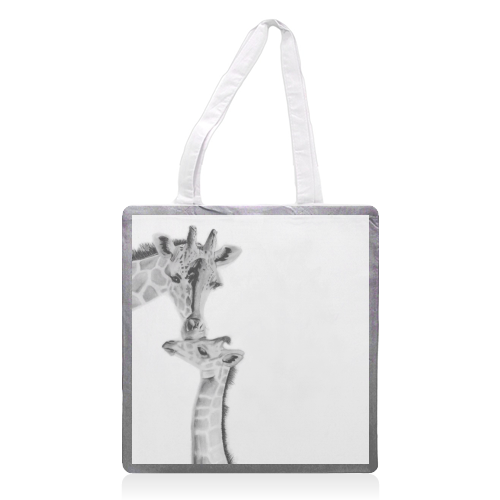 Mother and Baby Giraffe - printed tote bag by LIBRA FINE ARTS