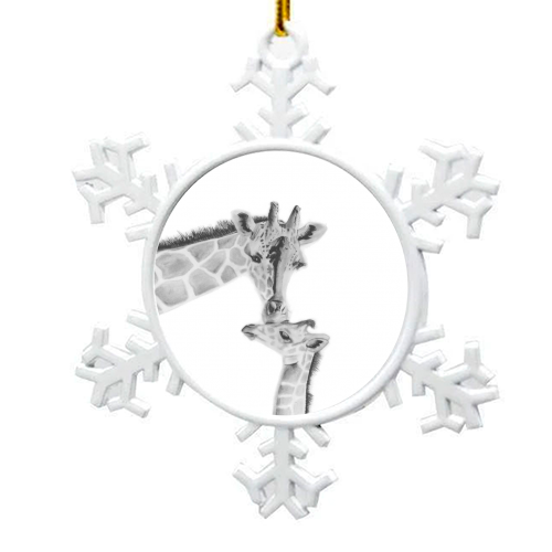 Mother and Baby Giraffe - snowflake decoration by LIBRA FINE ARTS
