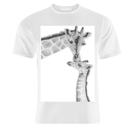 Mother and Baby Giraffe - unique t shirt by LIBRA FINE ARTS