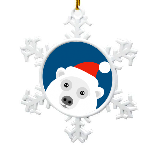 Polar Bear Merry Christmas - snowflake decoration by Adam Regester
