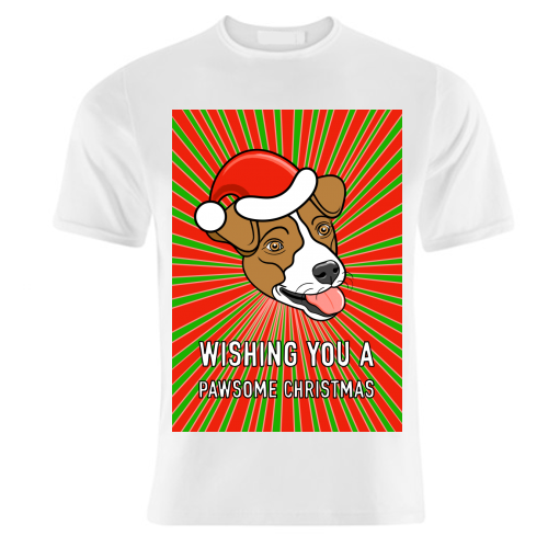 Jack Russell Pawsome Christmas Wishes - unique t shirt by Adam Regester