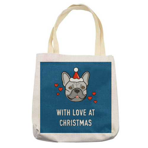 Frenchie Christmas Love - printed tote bag by Adam Regester