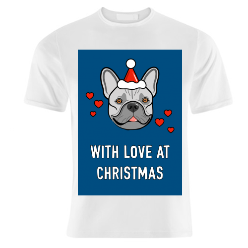 Frenchie Christmas Love - unique t shirt by Adam Regester