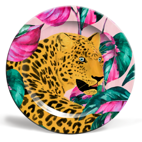Urban Jungle Leopard - ceramic dinner plate by cadinera