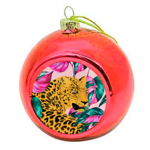 Urban Jungle Leopard - colourful christmas bauble by cadinera