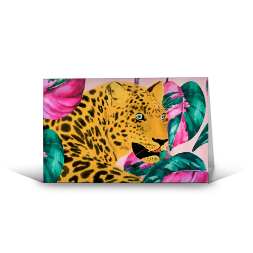 Urban Jungle Leopard - funny greeting card by cadinera
