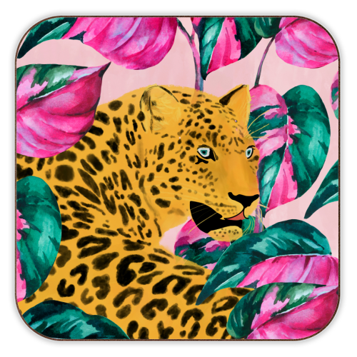 Urban Jungle Leopard - personalised beer coaster by cadinera