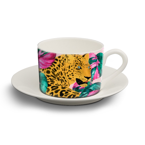 Urban Jungle Leopard - personalised cup and saucer by cadinera