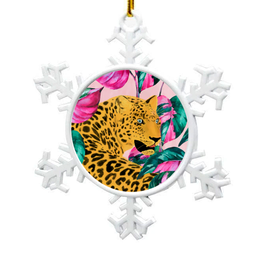 Urban Jungle Leopard - snowflake decoration by cadinera