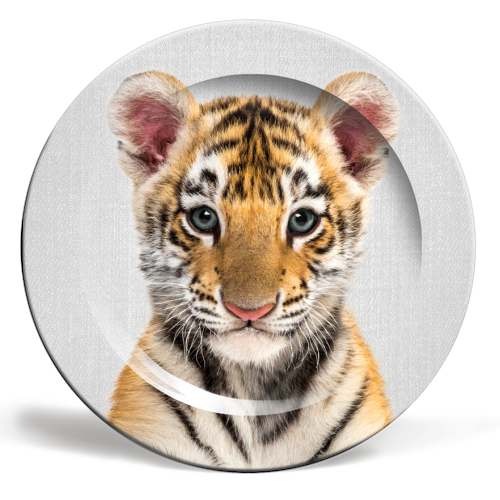 Baby Tiger - Colorful - ceramic dinner plate by Gal Design