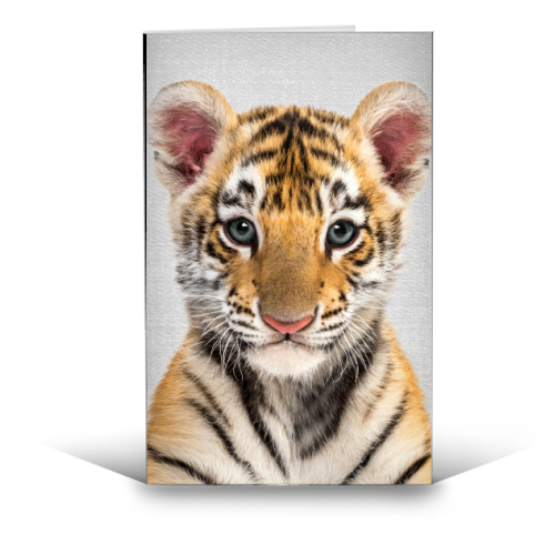 Baby Tiger - Colorful - funny greeting card by Gal Design