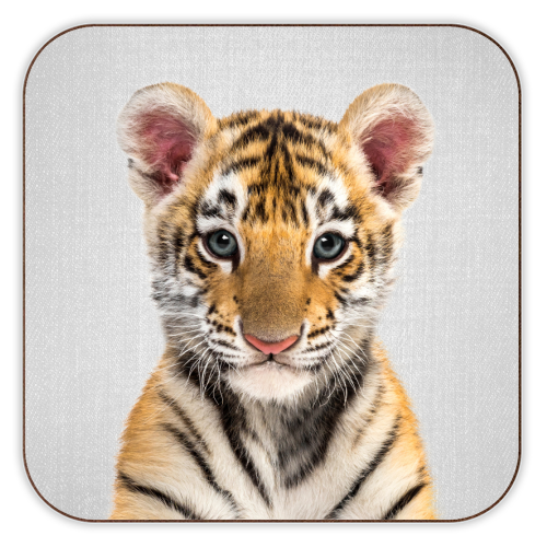 Baby Tiger - Colorful - personalised beer coaster by Gal Design